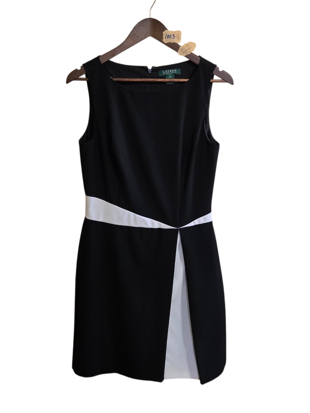 Lauren Ralph Lauren Black and White Sleeveless Midi Sheath Dress